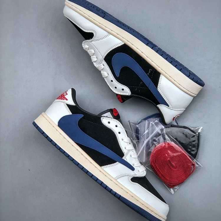 travis scott x air jordan 1 low noir bleu foncé crochet
