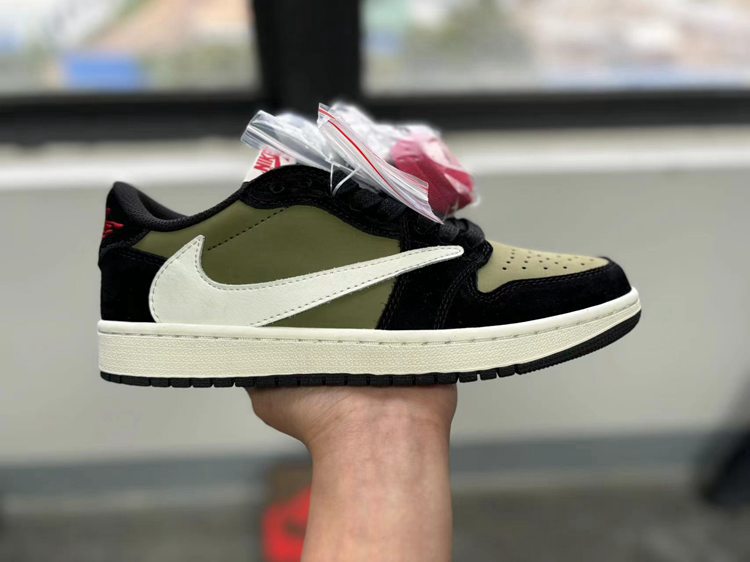 travis scott x air jordan 1 low noir vert crochet